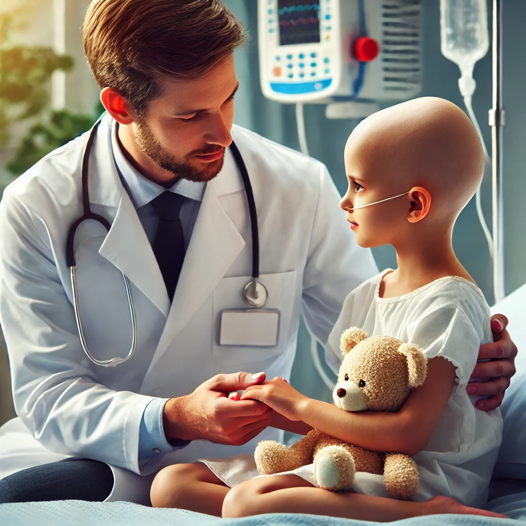 DALL·E-2025-02-25-17.04.40-A-compassionate-pediatric-oncologist-comforting-a-young-child-undergoing-cancer-treatment-in-a-hospital-room.-The-doctor-wearing-a-white-coat-and-ste.png